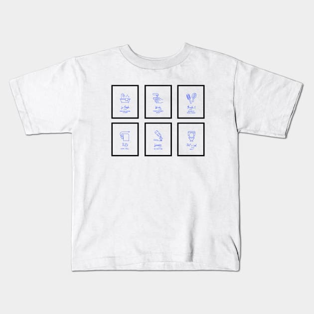 Bathroom Funny six minimalist Kids T-Shirt by lahuwasi